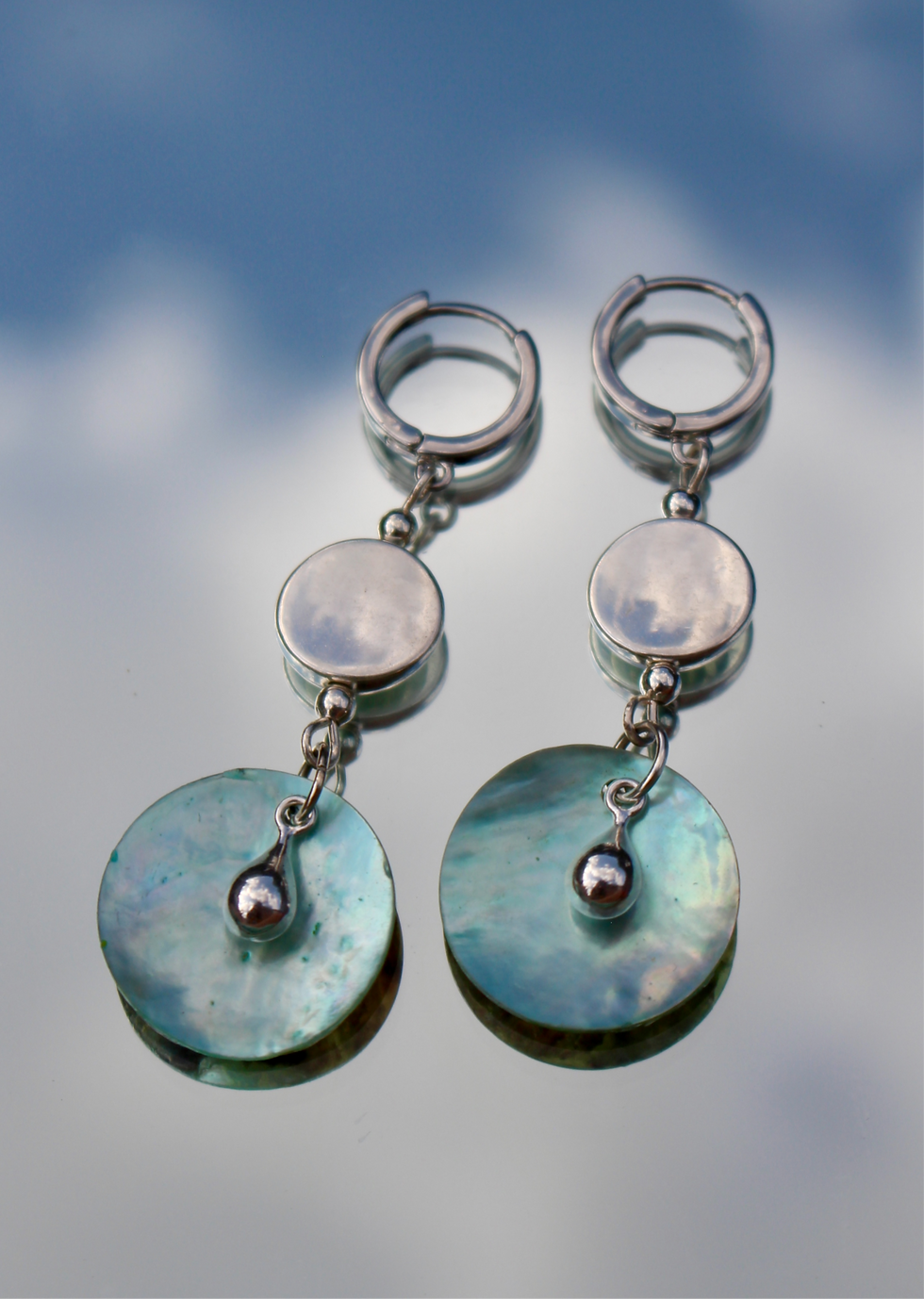 Thumbnail: Aqua Capiz Shell Earrings