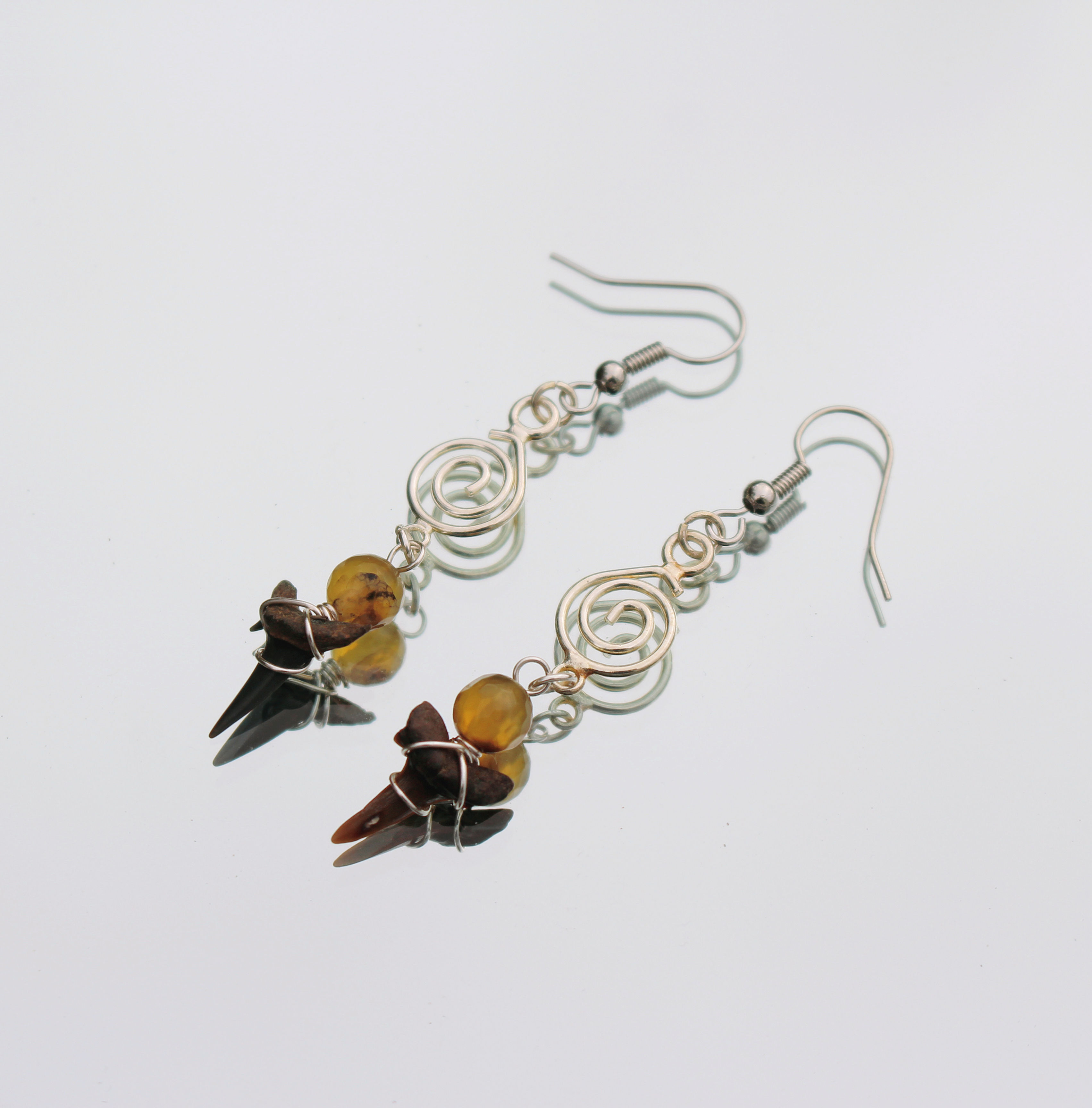 sunburst shark tooth earrings