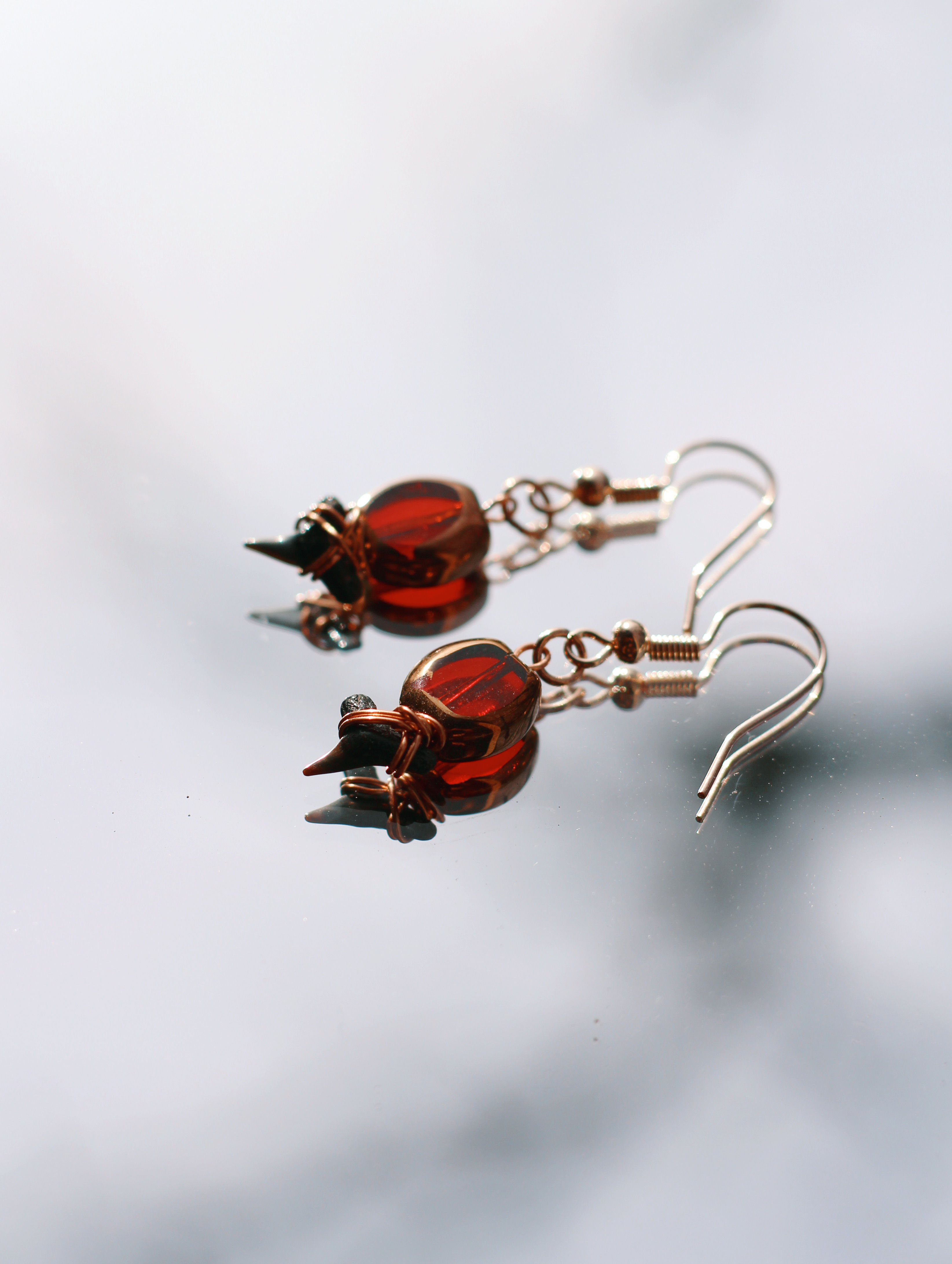blood red shark earrings