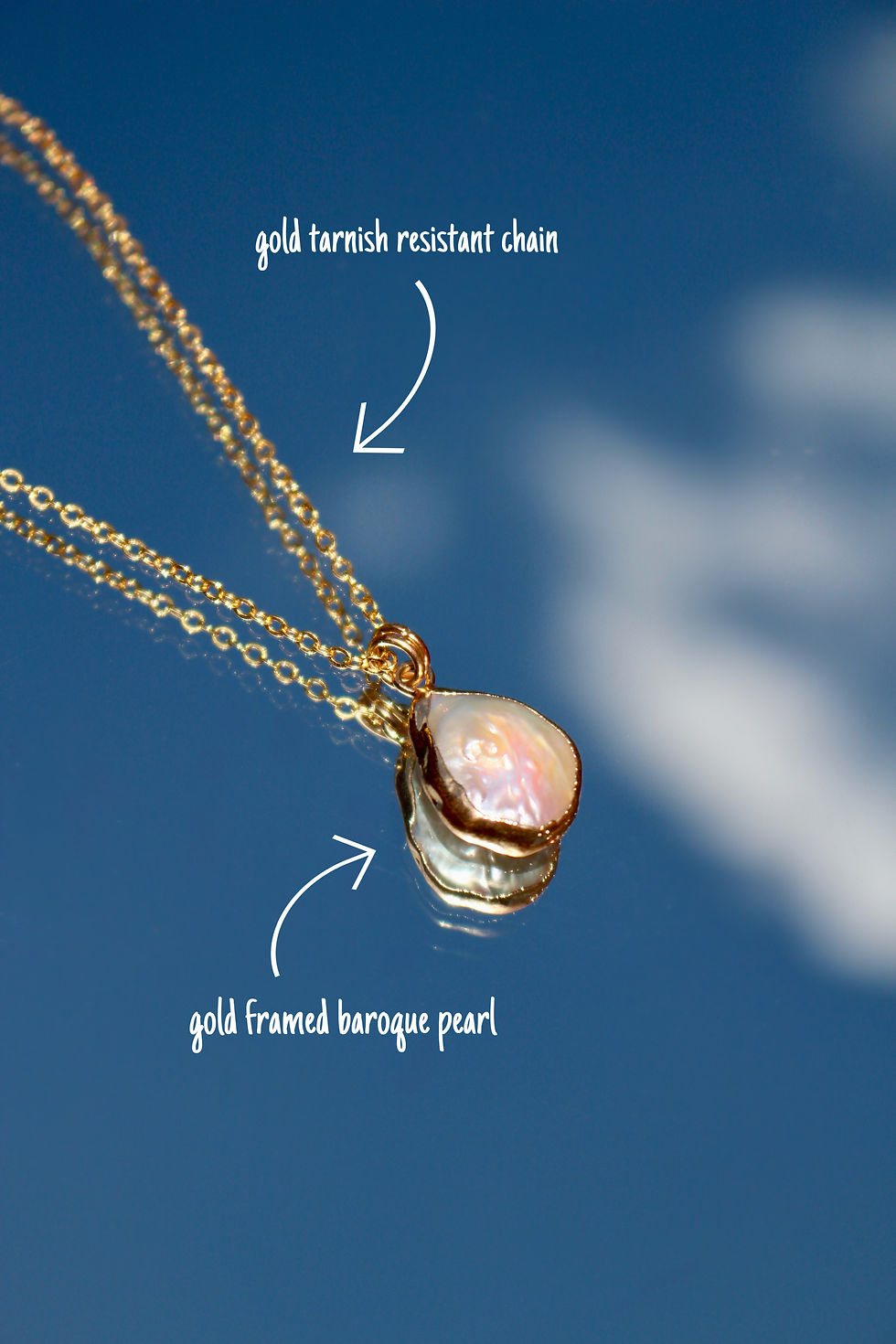 Thumbnail: Gold Framed Baroque Pearl Necklace