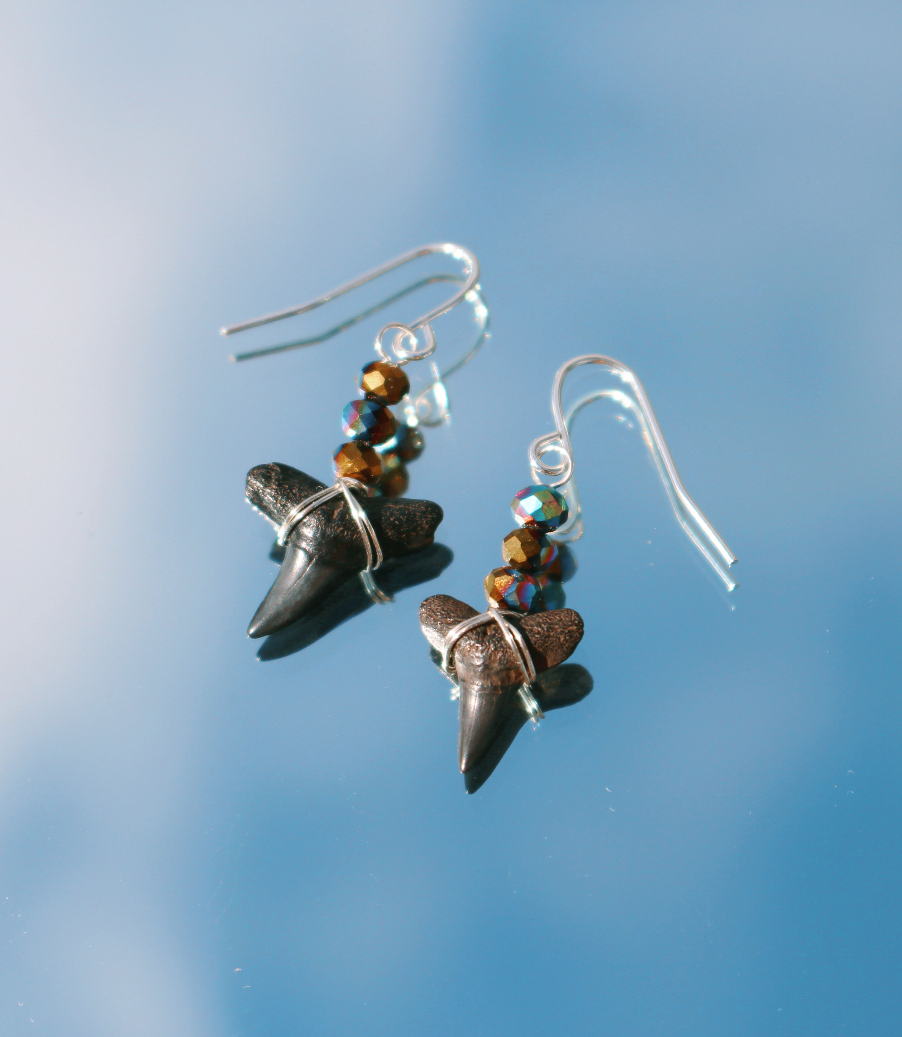 oil slick shark earrings earrings