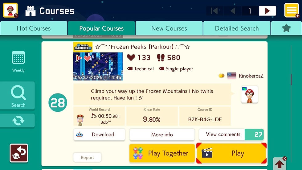 Recomendações da Semana em Super Mario Maker 2 – Junho de 2026