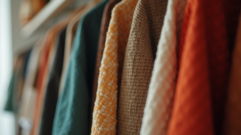 Close-up view of fashion items resembling past trends