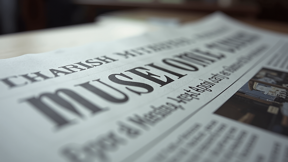 Close-up view of a newspaper headline