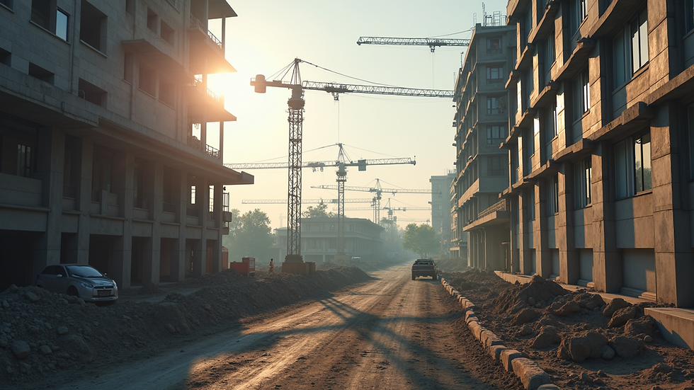 Eye-level view of a construction site in progress