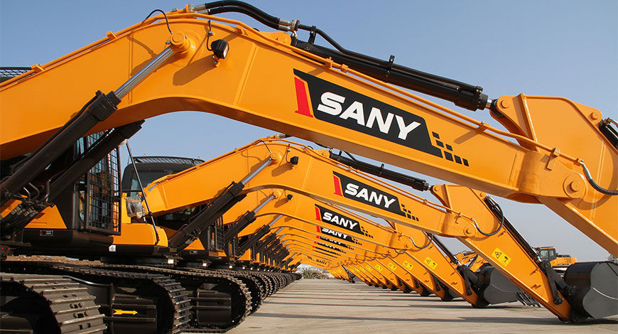 Chinese Excavators in a row. Sany is a top 5 OEM in the world.
