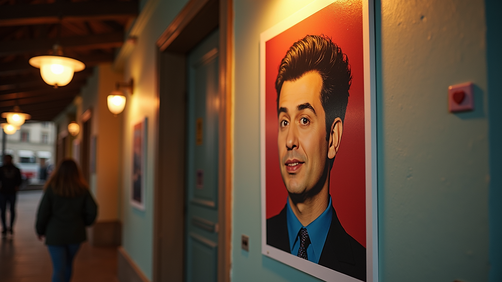 Close-up of a comedy poster featuring a comedian