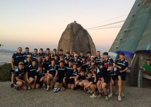 Youth soccer players on international tour in Brazil