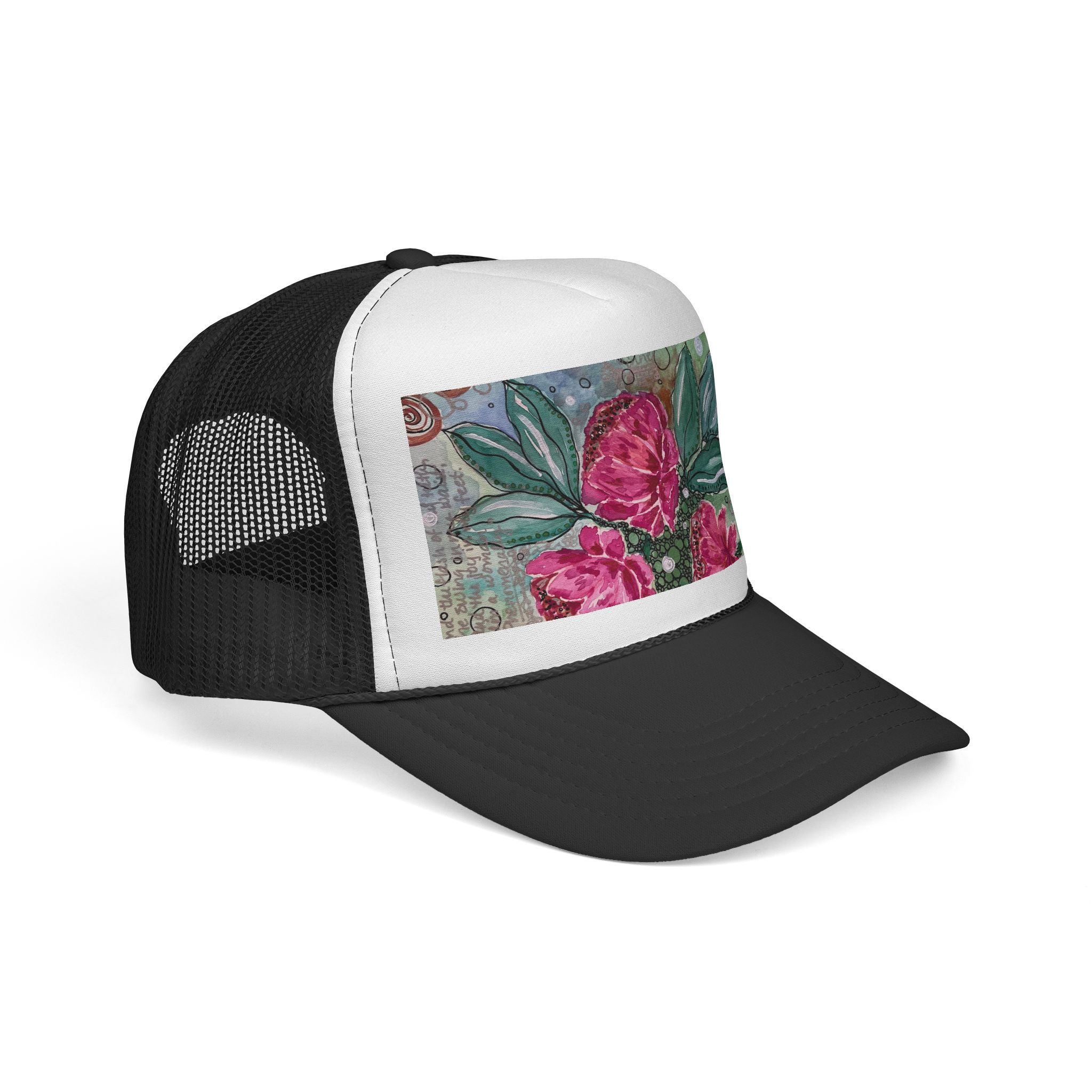 Phenomenal Woman Peonies Trucker Cap | Floral Vintage Collage