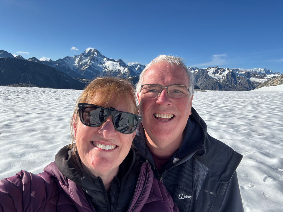 Karen and Michael on the Franz Josef Glacier on the snowfield