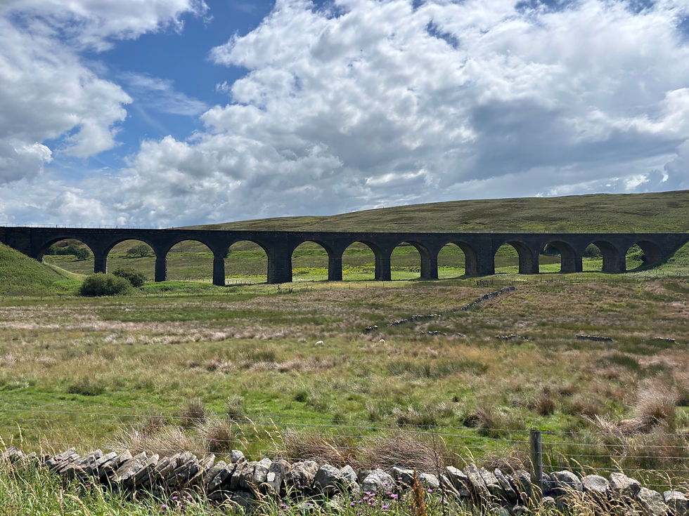 A drive by view of the Ribbleshead Viaduct