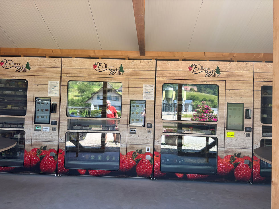 Vending machine selling fruit, meats, eggs and cheese