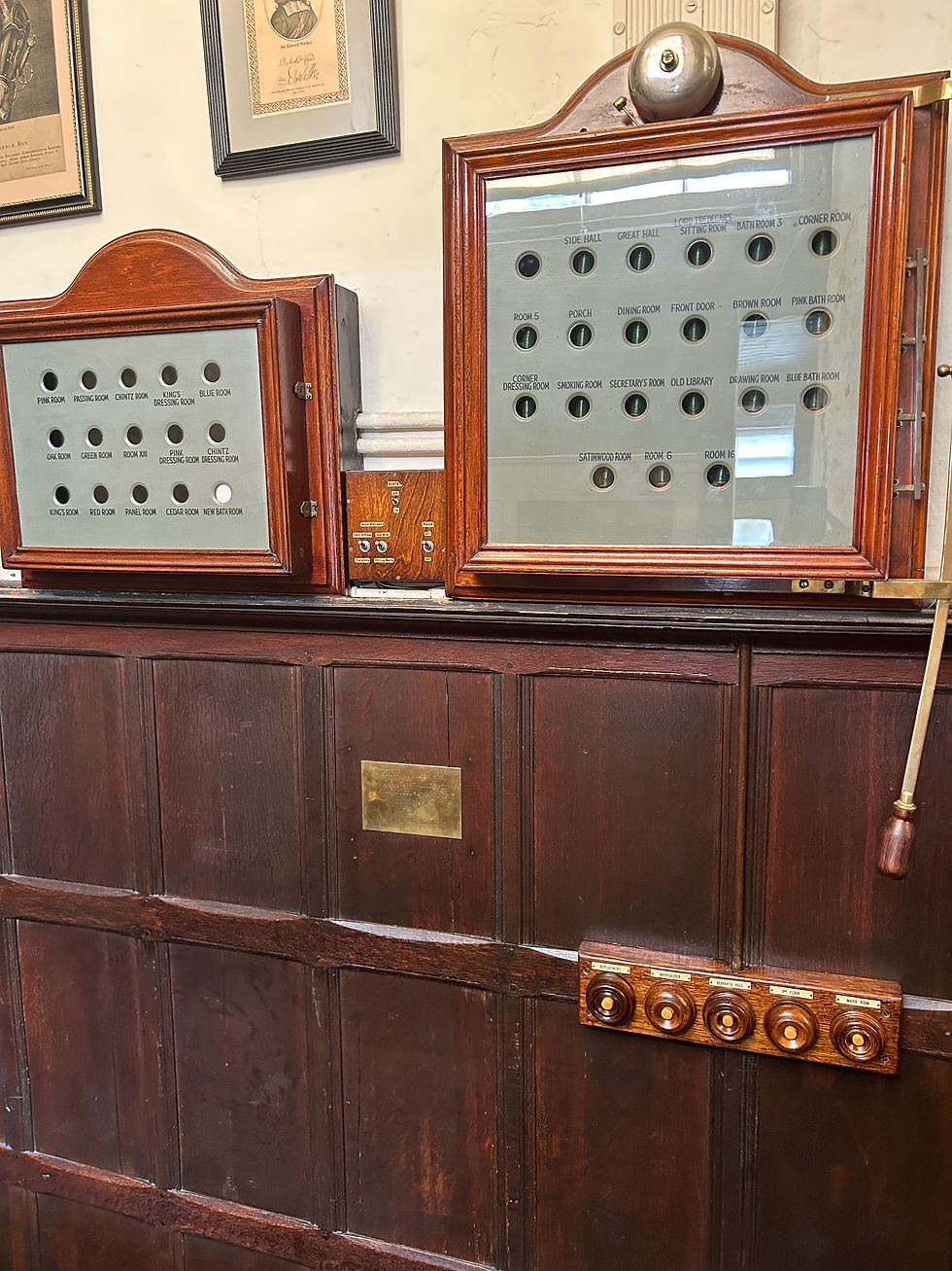 The house had a sophisticated call bell system from each room to alert the servants.