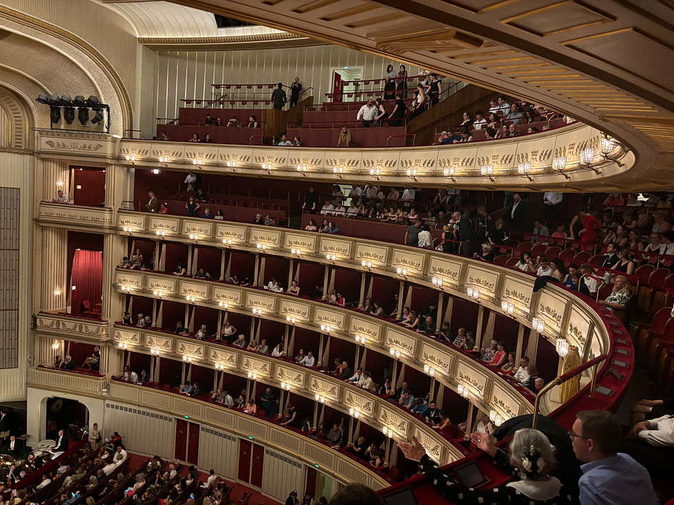 Sitting in the upper gallery overlooking the stage and beautiful rows of seats