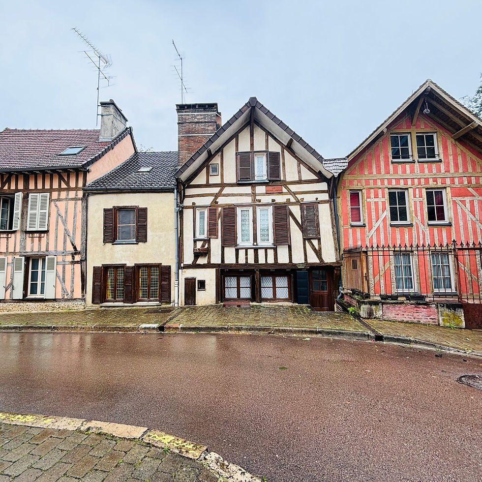 The buildings of Troyes are colourful and medieval