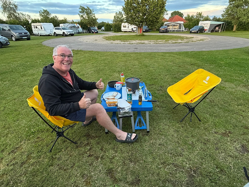 Michael getting ready for dinner