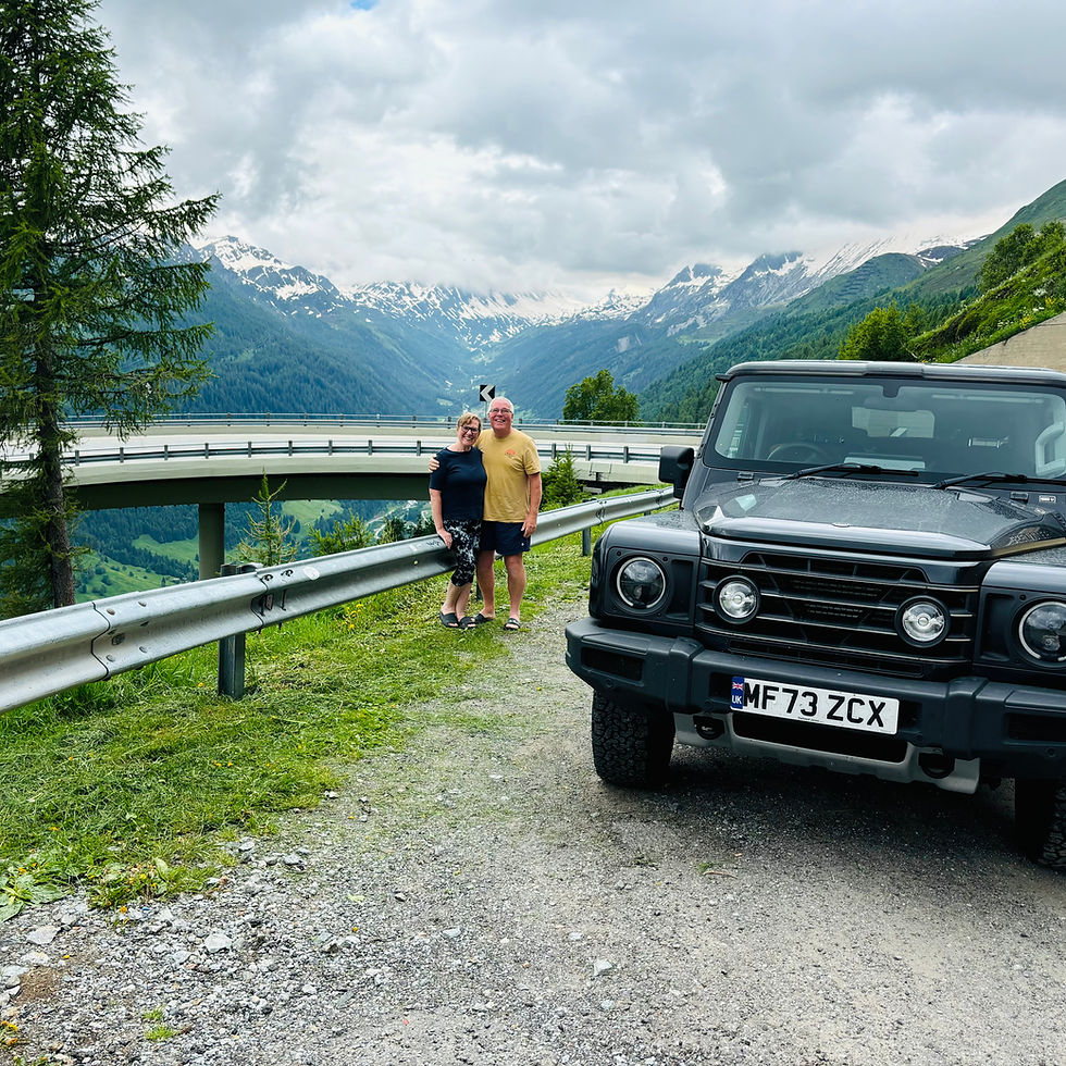 Parking the Grenadier at the roadside to get a situational shot with the mountain backdrop