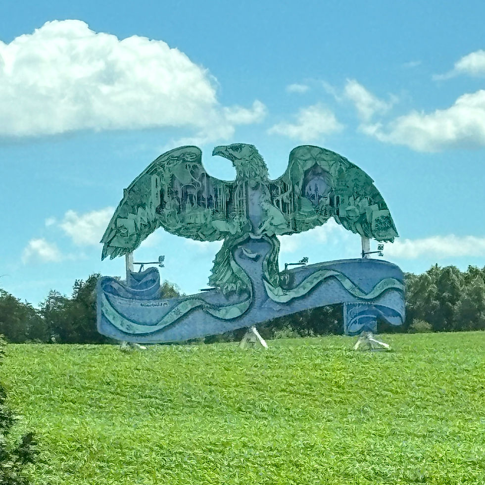 Roadside art installation of an eagle