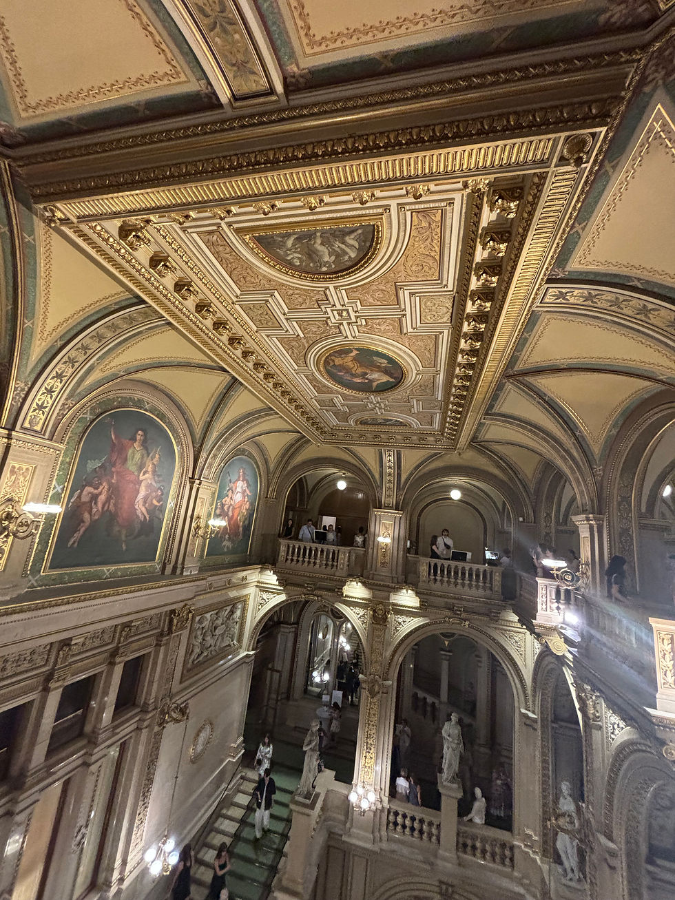 Looking over the staircase into the lower floors.