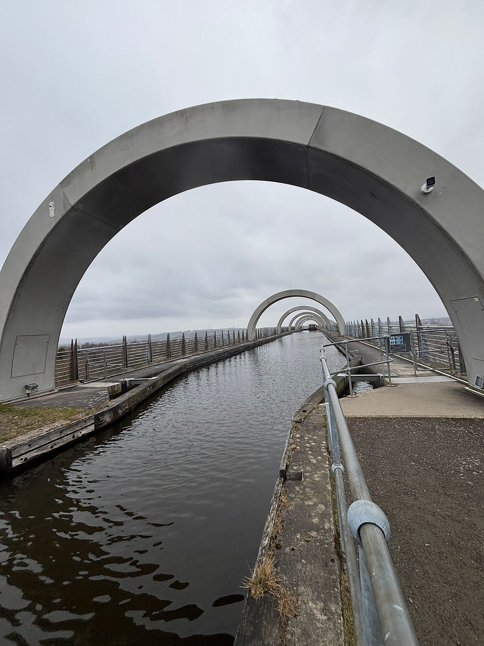 Looking down the canal towards the Falkirk wheel