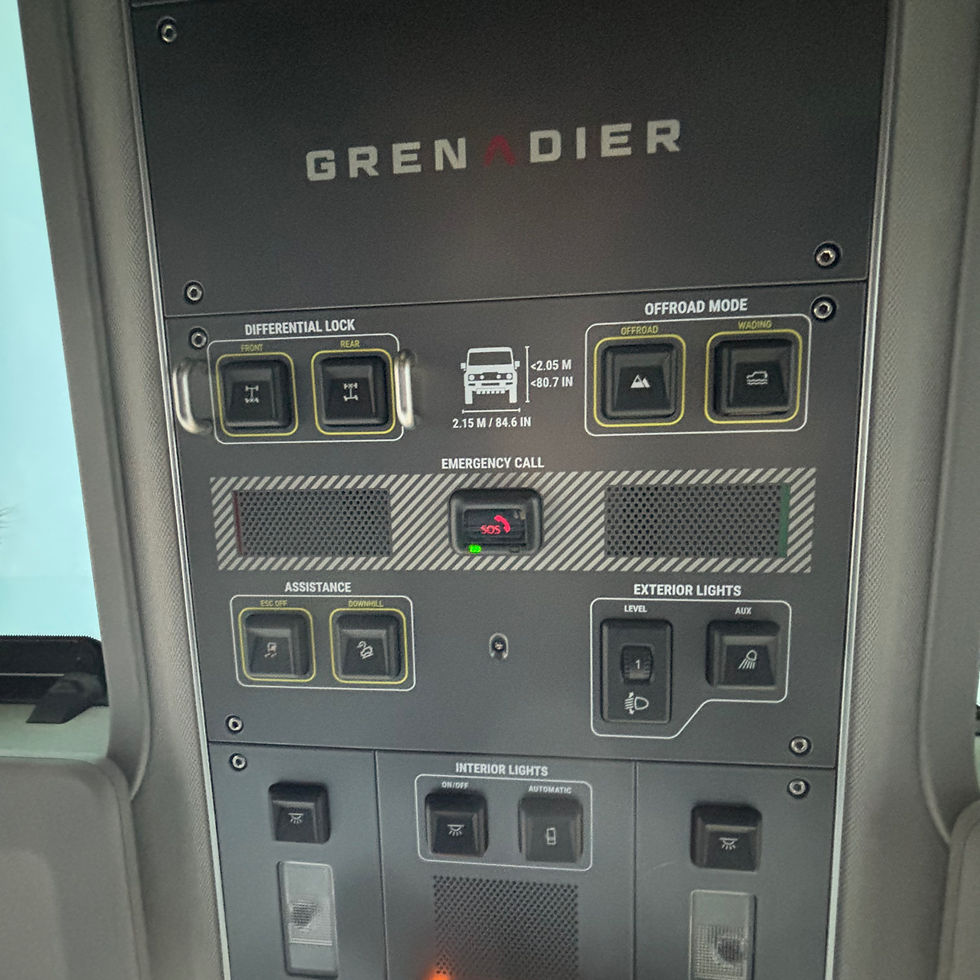 The roof control panel showing the Diff Lock Switches