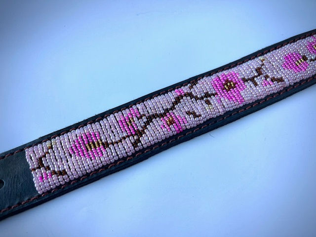Thumbnail: Cherry Blossom Leather Dog Collar Handmade