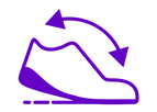 an icon of a shoe and an arrow above to show movement.