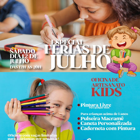 Sábado dia 12 tem Oficina de Artesanato Kids no Oeste Plaza