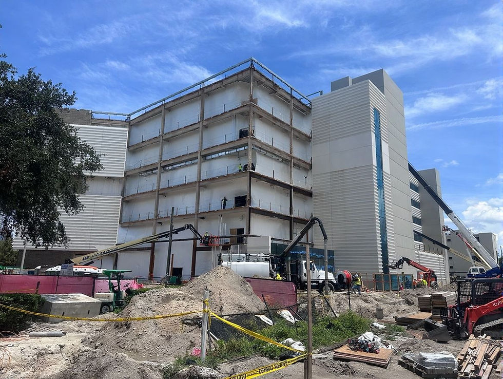 Temporary dry-in building wrap walls for hospital construction in Orlando, FL