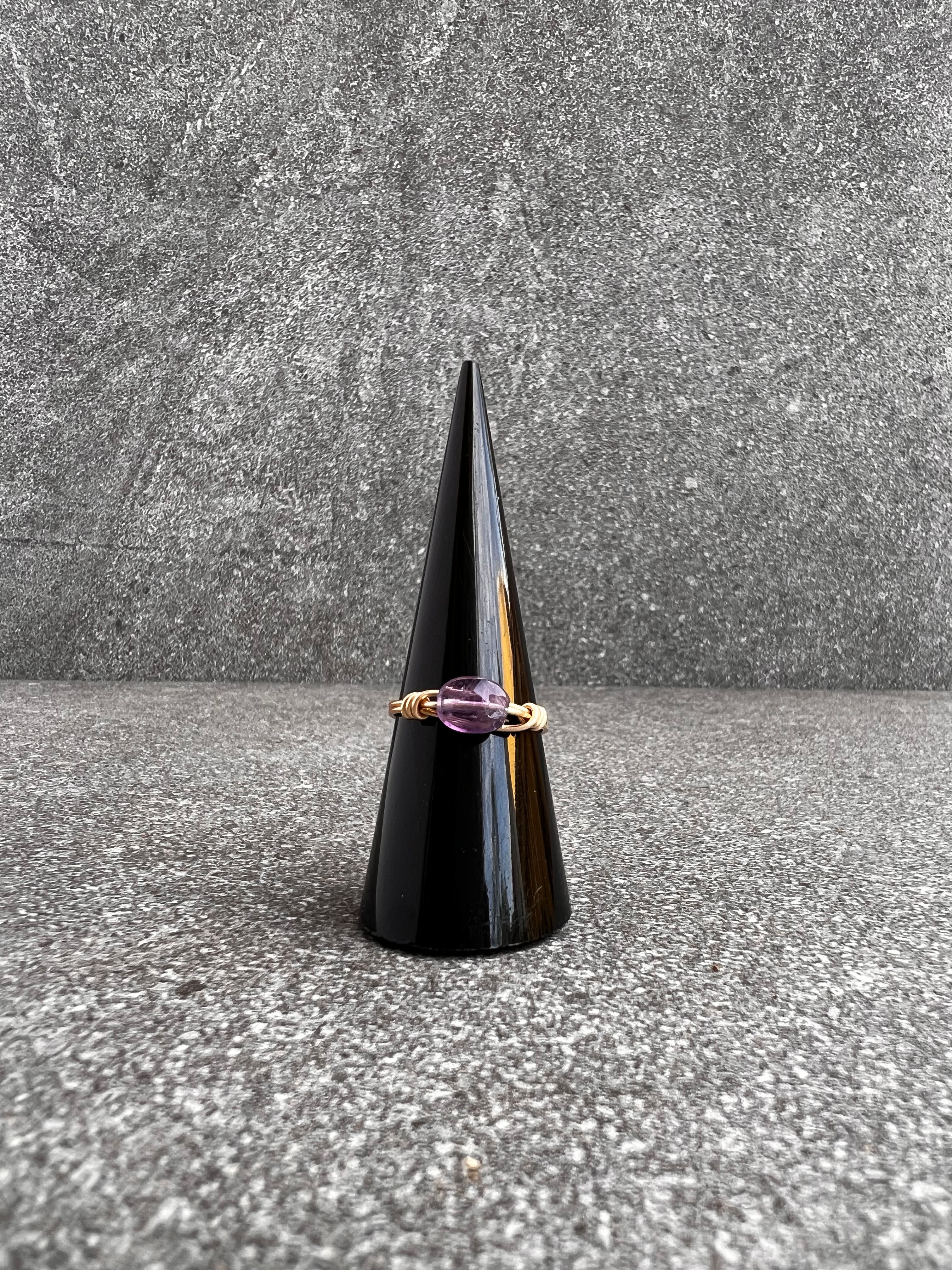 Dainty Gold Amethyst Small Oval Ring