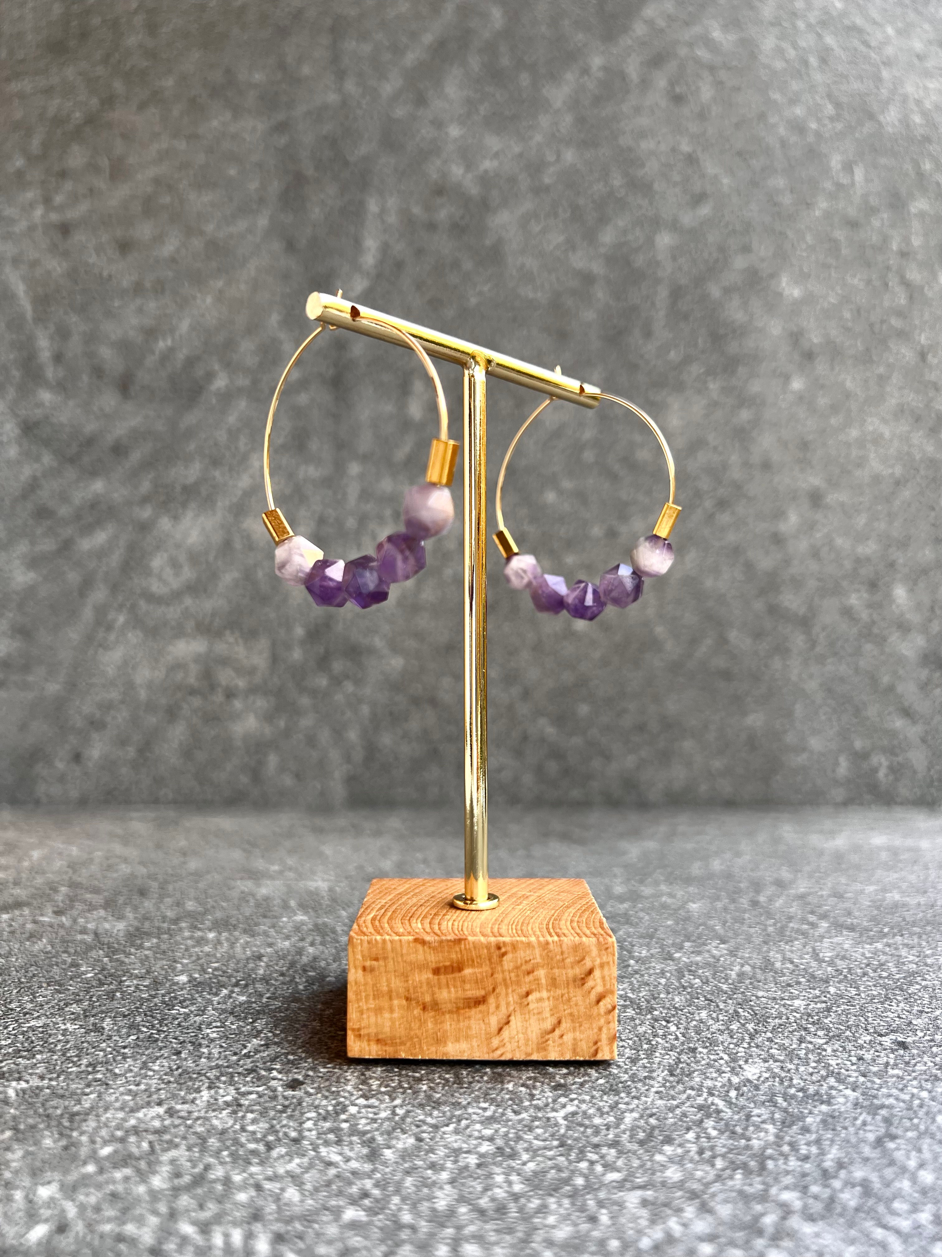 Teeth Amethyst Hoops