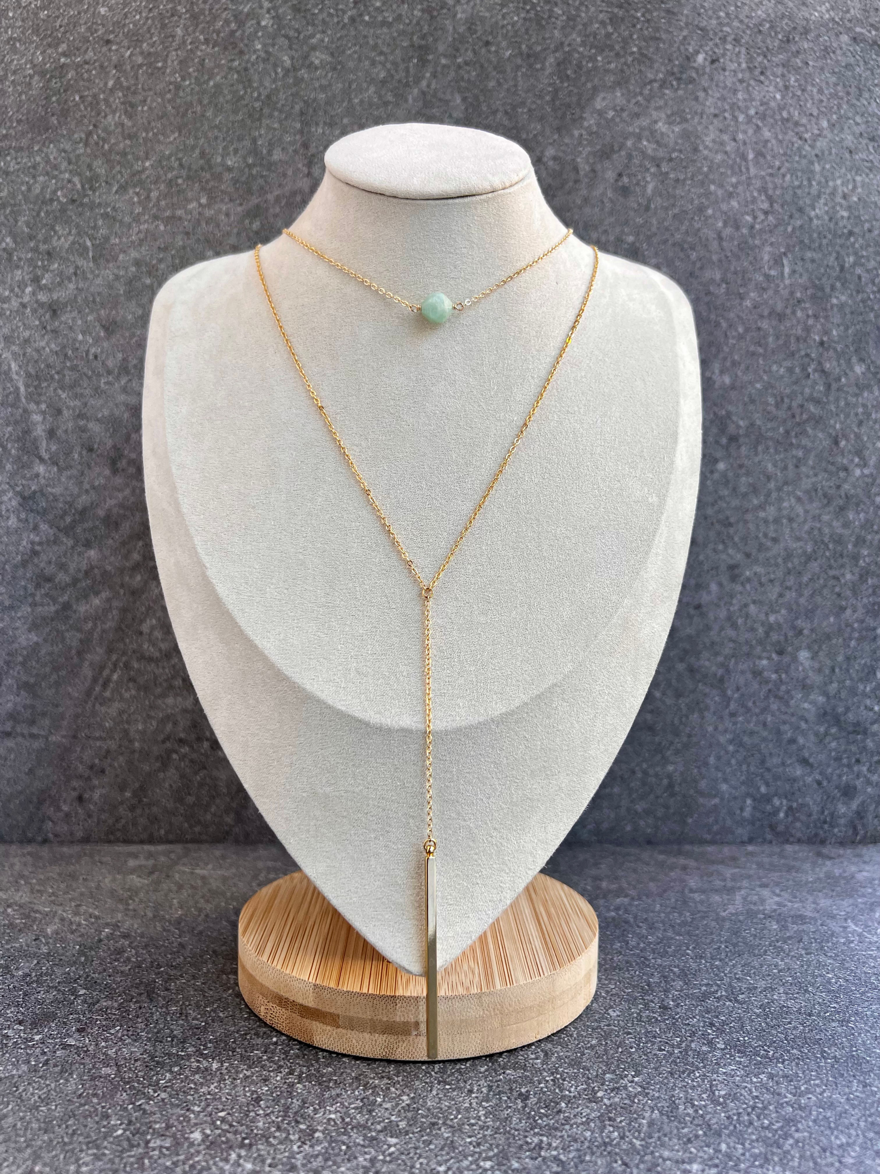 Blue Green Amazonite Layered Necklace