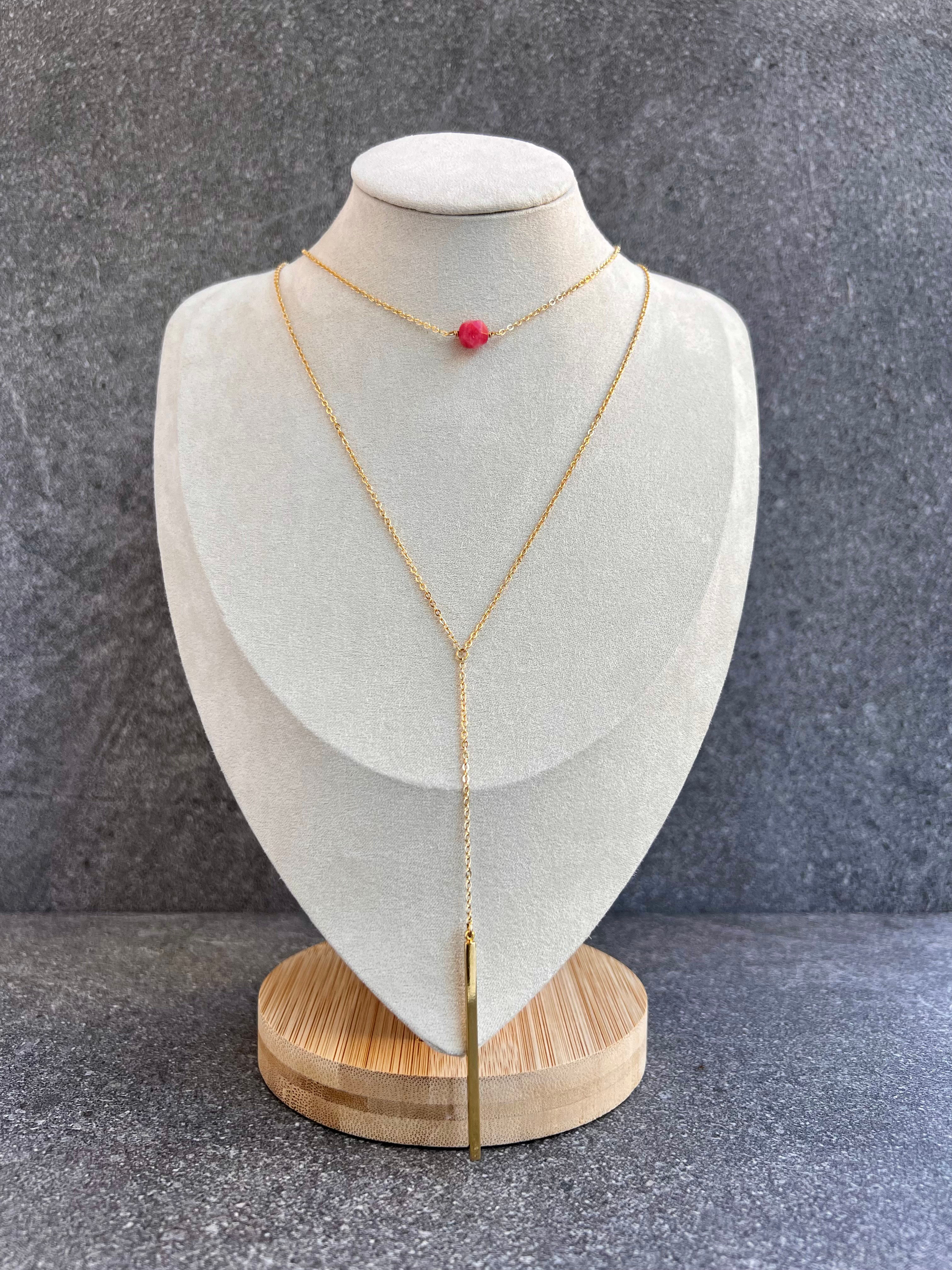 Rhodochrosite Layered Necklace