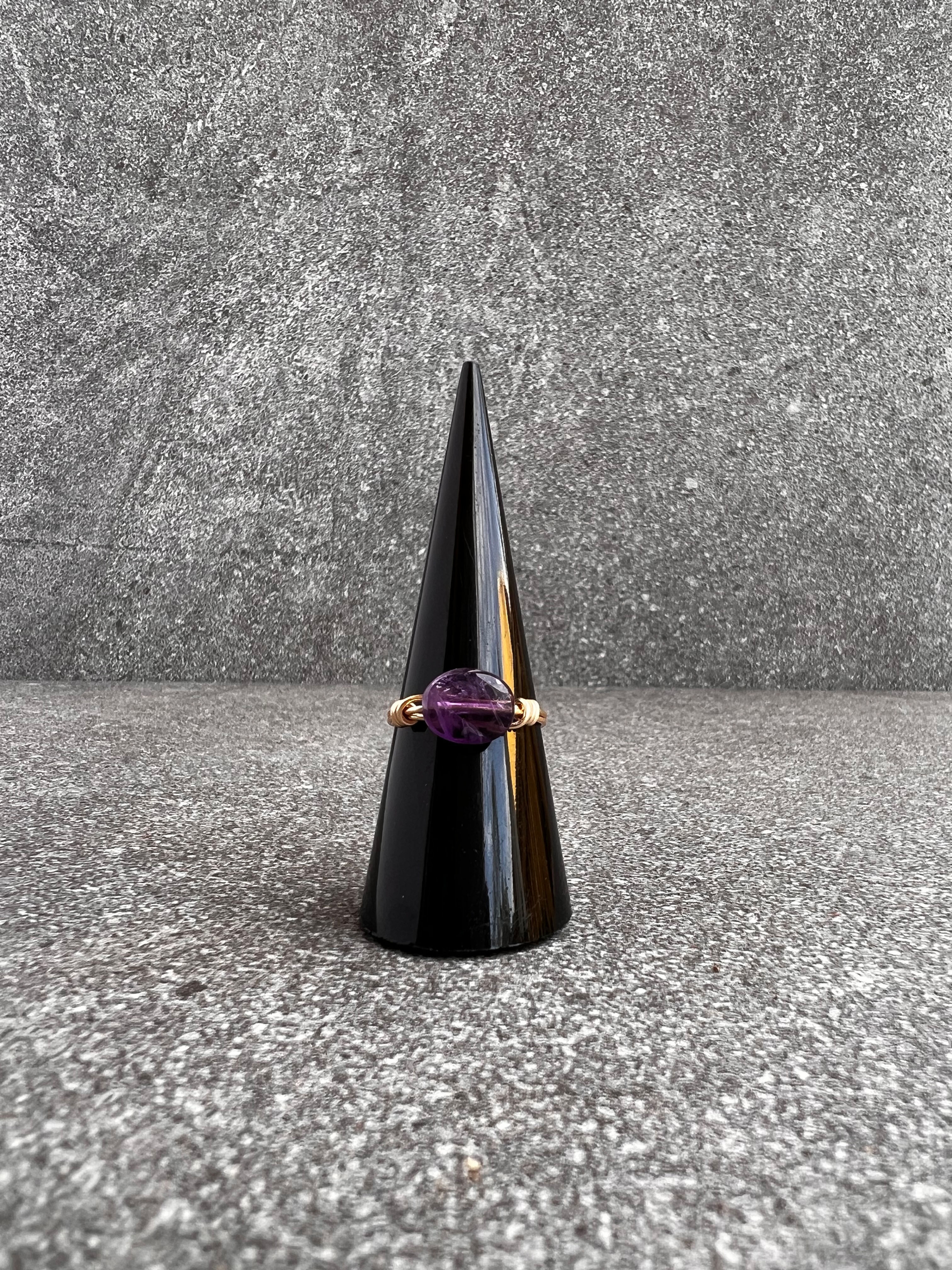 Dainty Gold Amethyst Large Oval Ring