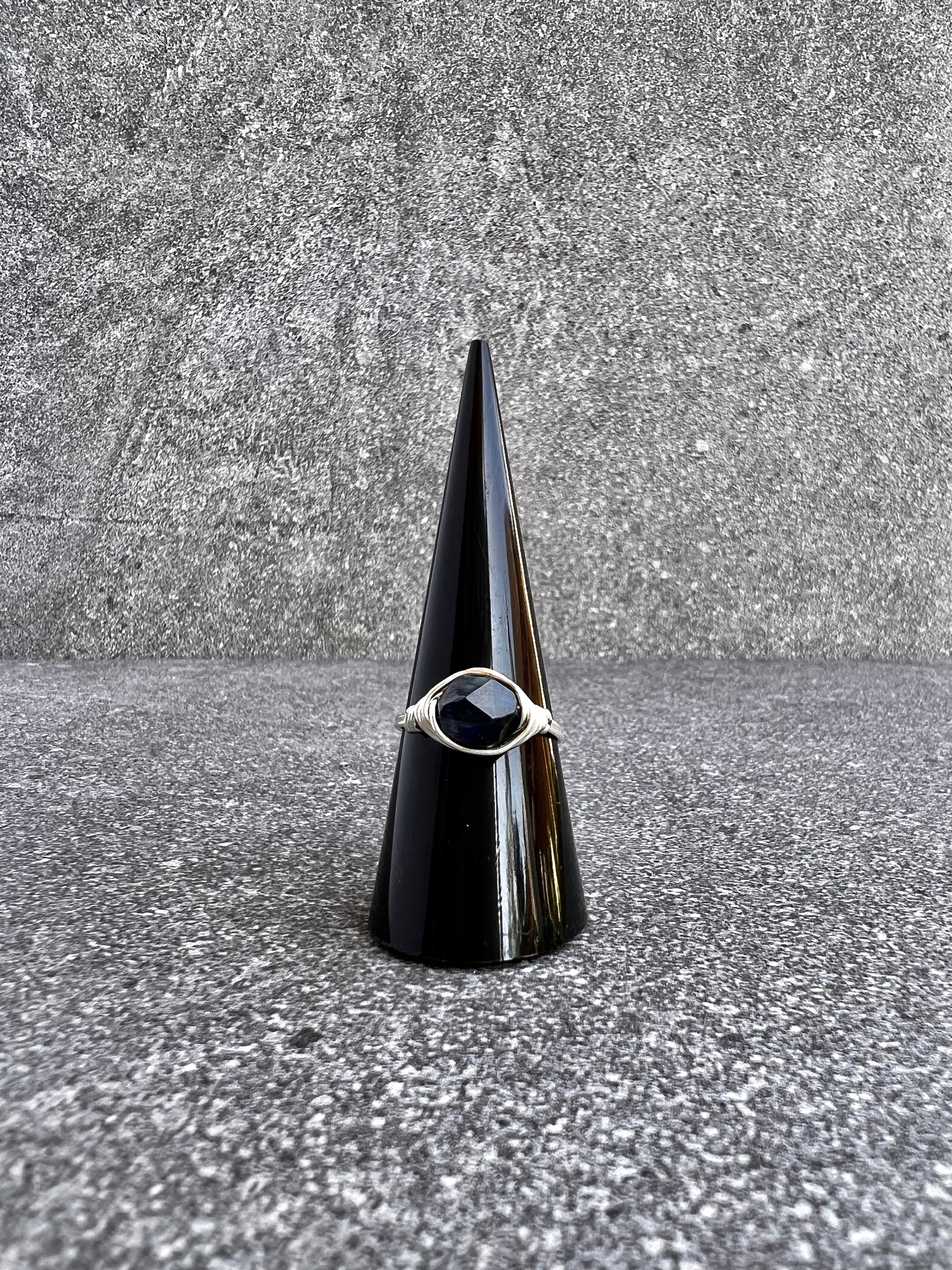Blue Tiger Eye Silver Wrapped Ring