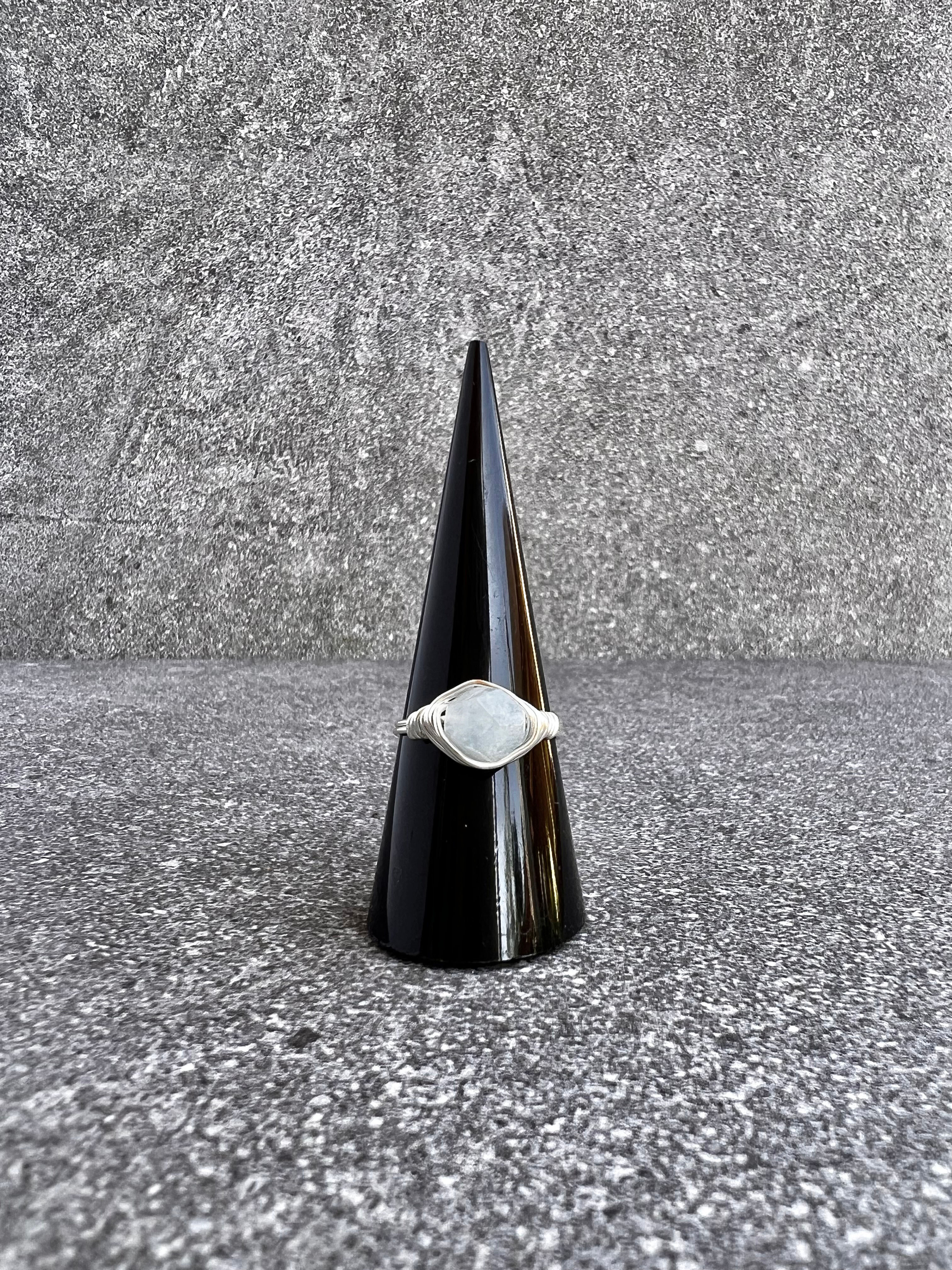 Aquamarine Silver Wrapped Ring