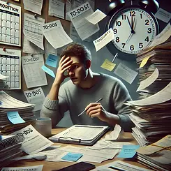 DALL·E 2024-10-04 11.02.24 - A realistic image symbolizing the struggle with prioritizatio