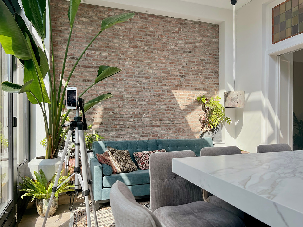 Social media content creation in the loft style home of Whispering Bold