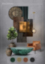 Classicism mixed with brutalism living room mood board by Randall Greenland