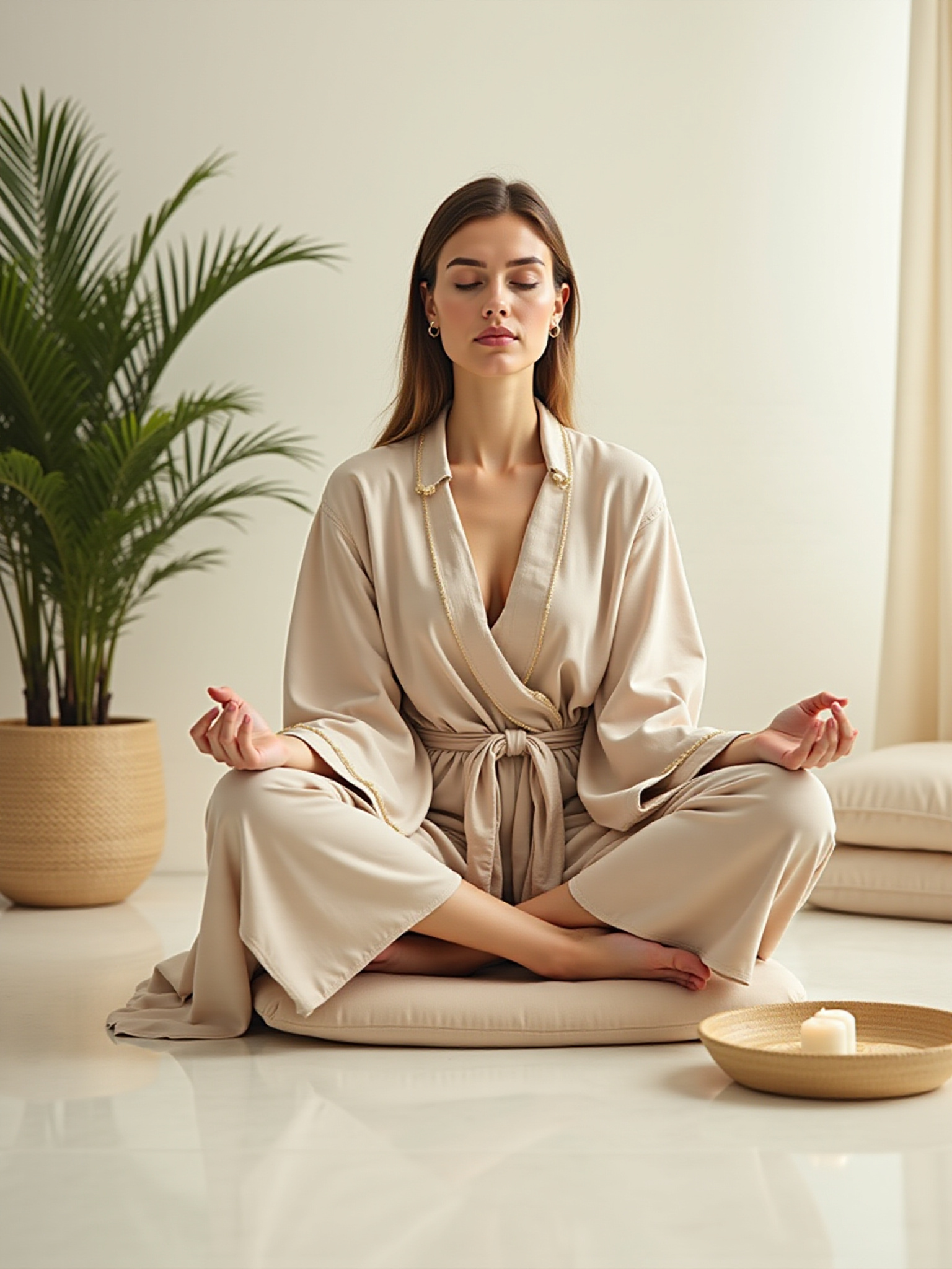 Woman meditating in peaceful setting