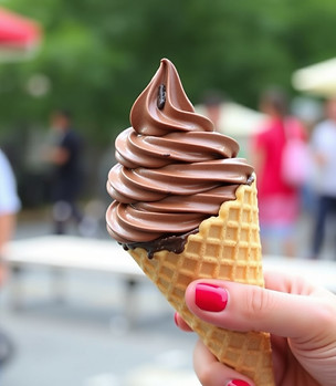 Chocolate softserve in a waffle cone.jpg