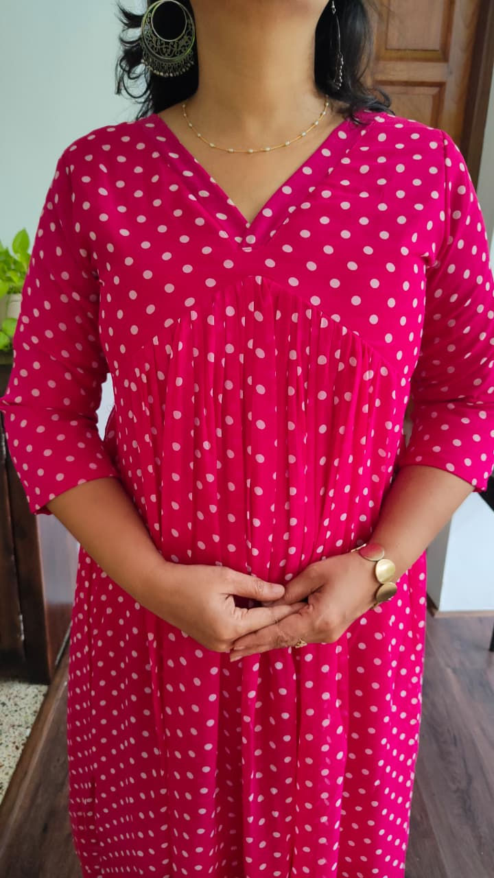 Thumbnail: Beautiful polka dotted Kurtis with lining