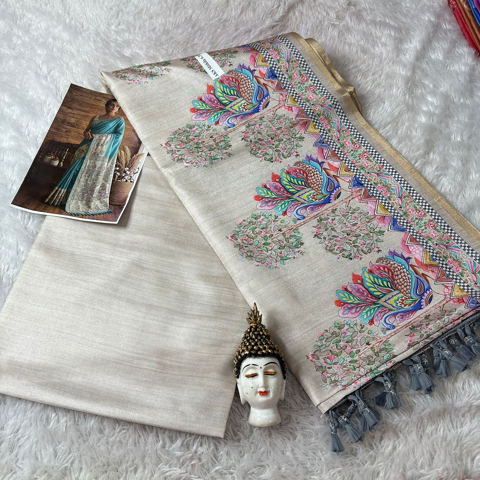 Thumbnail: Ghicha silk with Madhubani silk & blouse