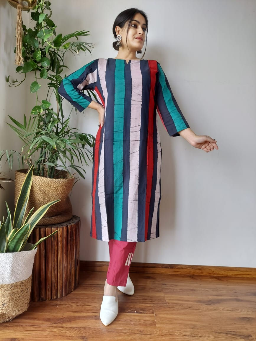 Thumbnail: Hand  block printed Stitched Cotton Kurtis
