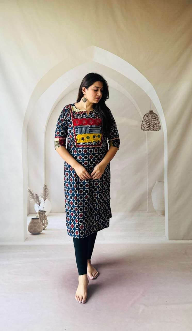 Thumbnail: Ajarakh handblockPrint peor kurti
