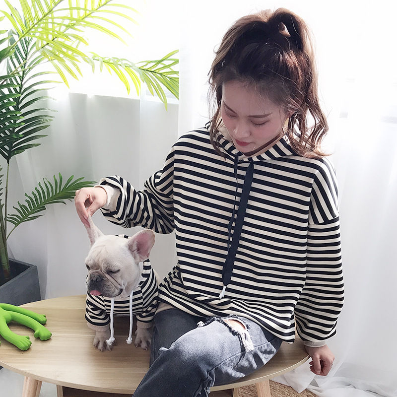 Hooded Striped T-Shirt for Pets and Owners
