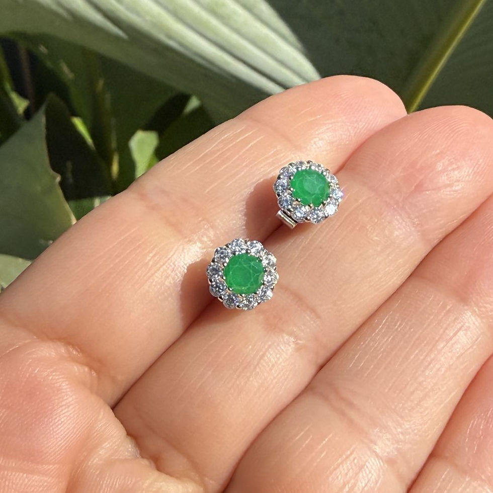 Brinco Verde Esmeralda Cravejado Luxo