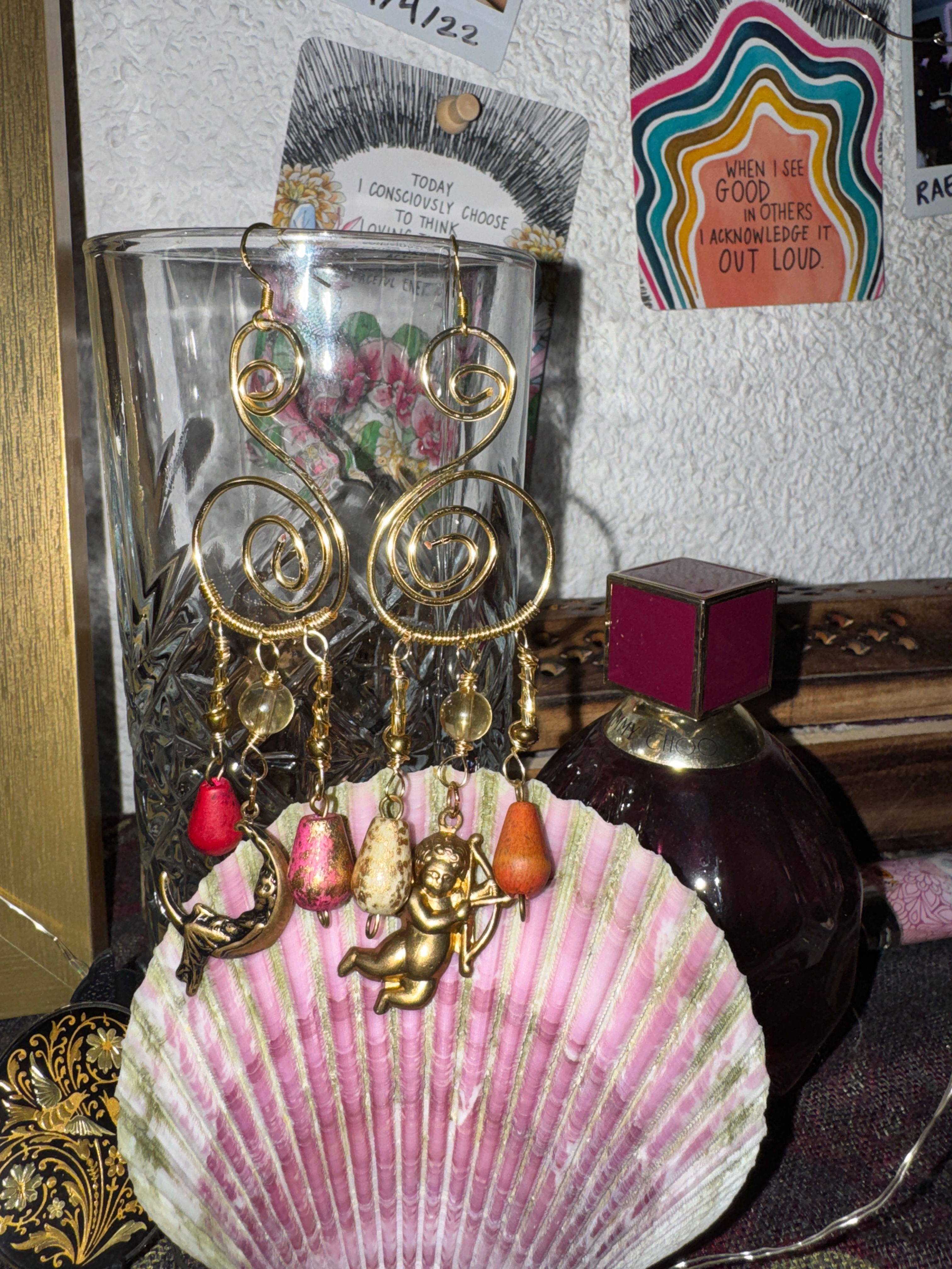 S Spiral Charm Earrings