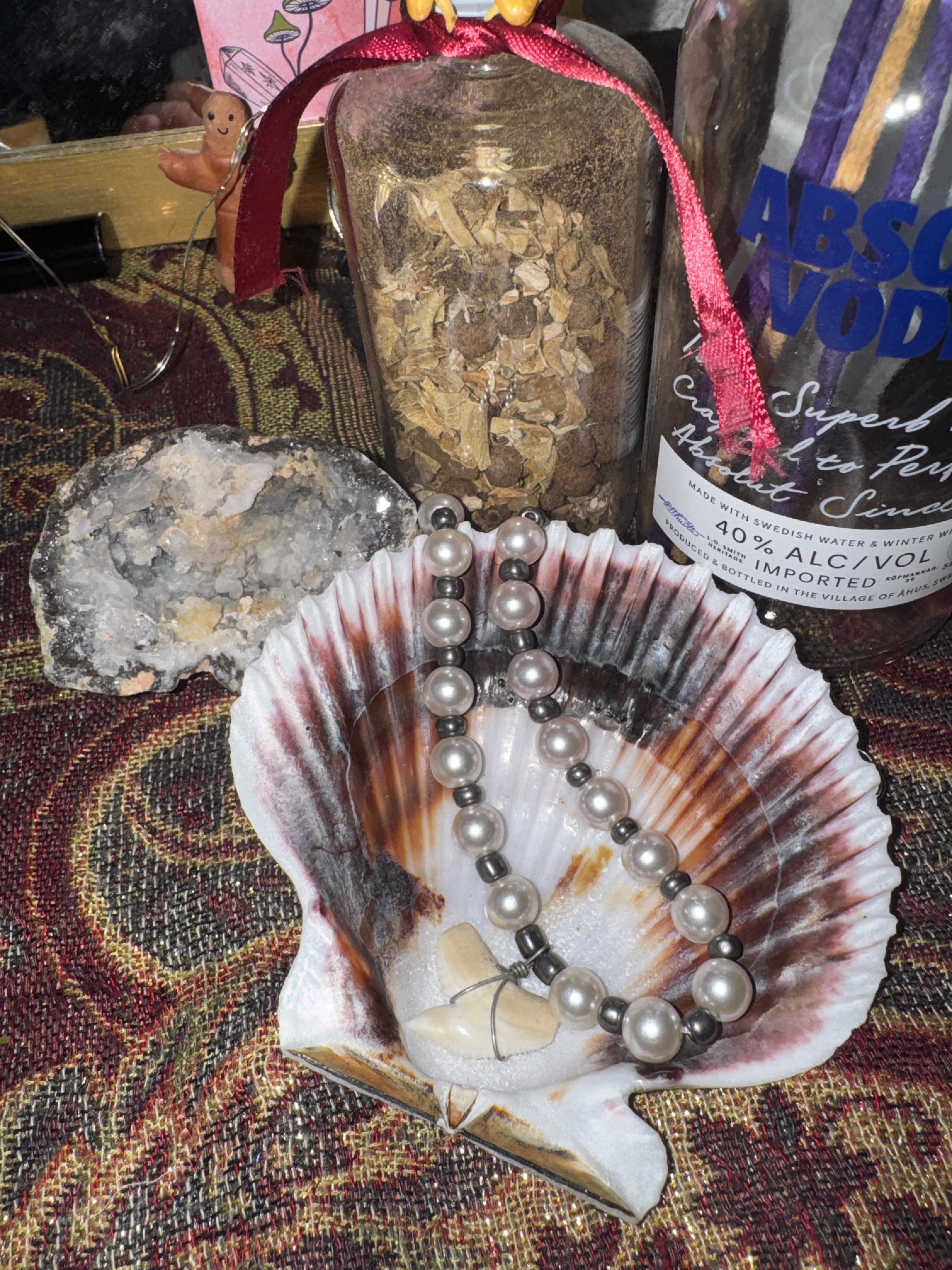 Pearl Beaded Shark Tooth Necklace