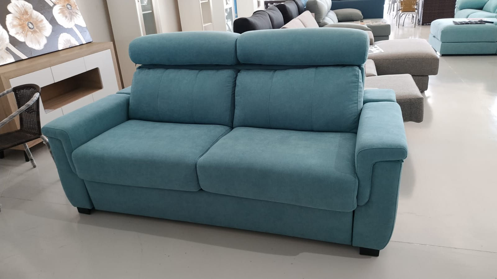 SOFÁ CAMA MARFIL CON COLCHÓN VISCOELÁSTICO